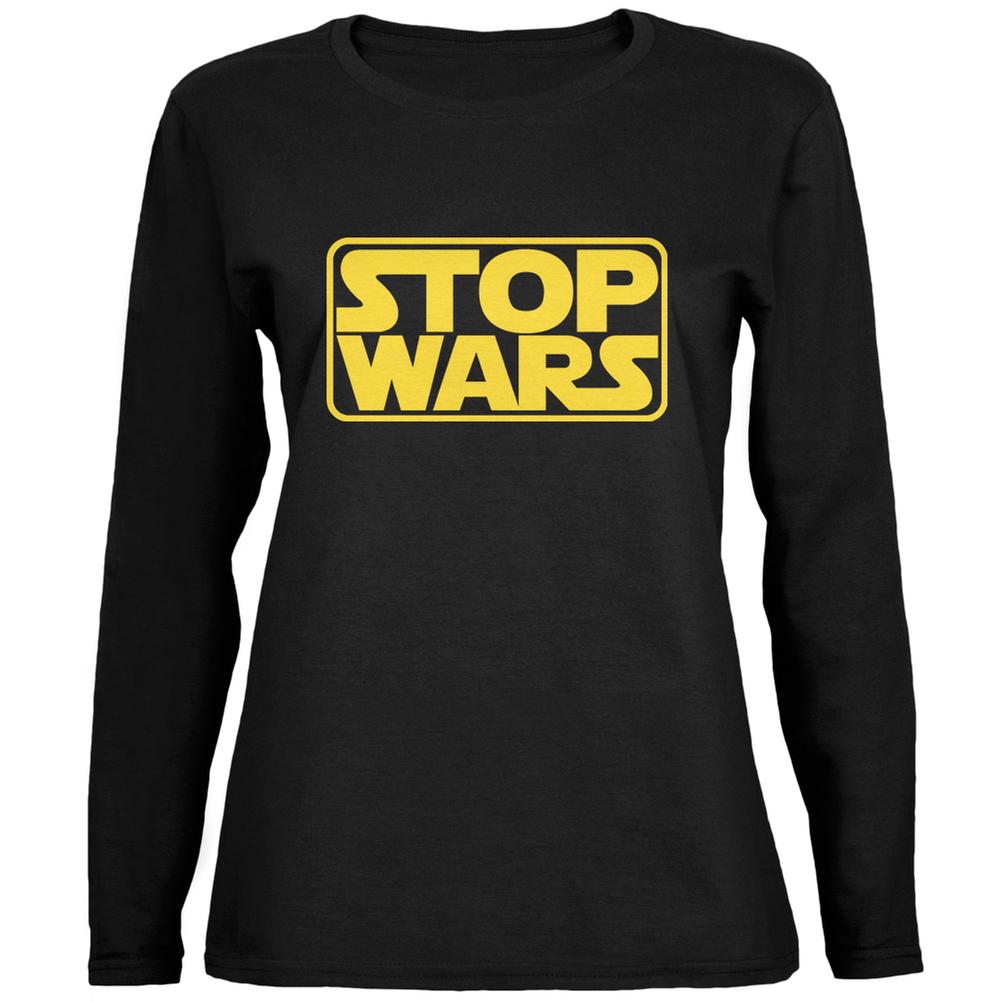 Stop Wars Black Womens Long Sleeve T-Shirt Women's Long Sleeves Old Glory 2XL Black 