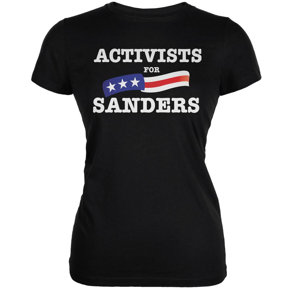 Election 2016 Activists For Sanders Black Juniors Soft T-Shirt Juniors T-Shirts Old Glory 2XL Black 