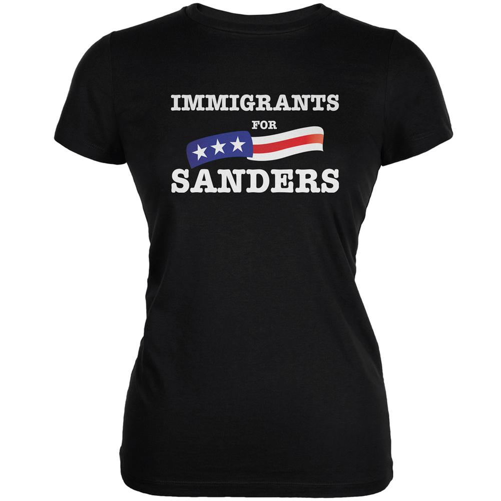 Election 2016 Immigrants For Sanders Black Juniors Soft T-Shirt Juniors T-Shirts Old Glory 2XL Black 