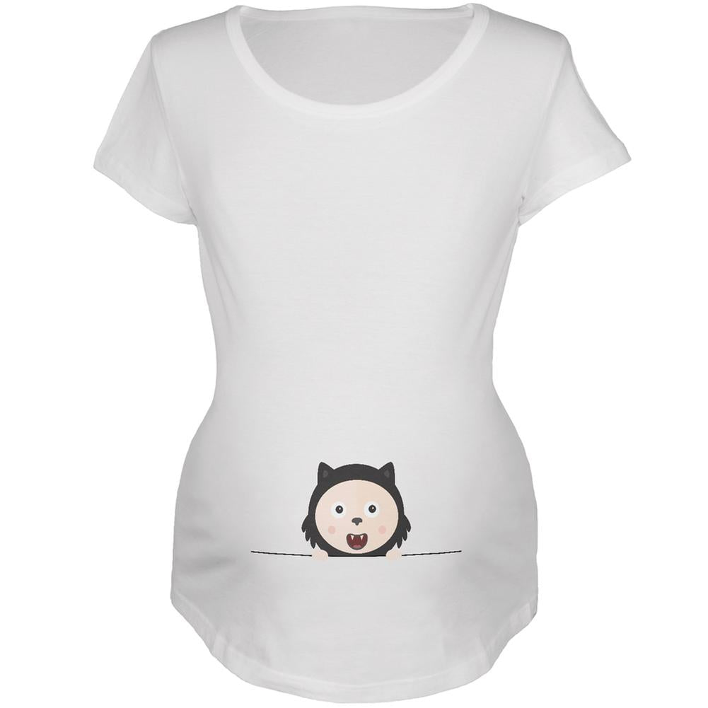 Halloween Black Cat Baby White Maternity Soft T-Shirt Maternity T-Shirts Old Glory 2XL White 