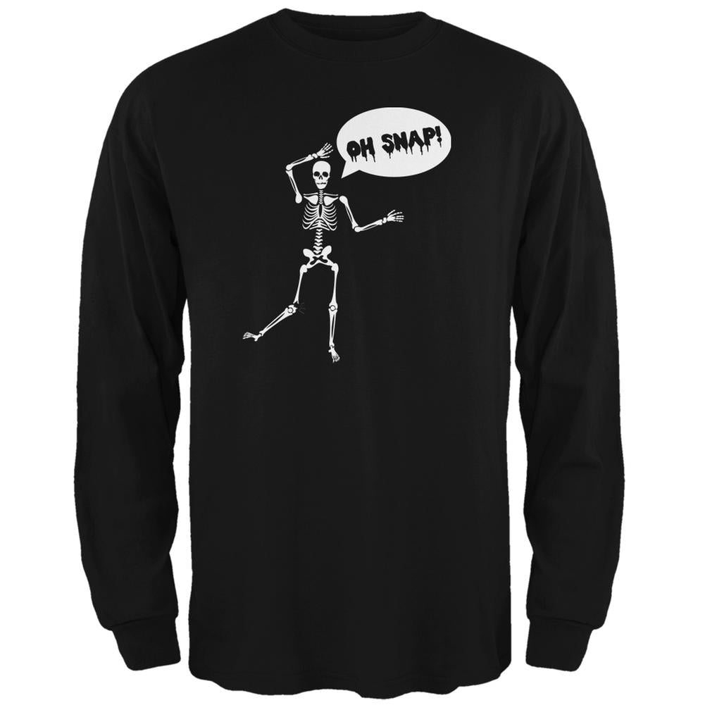 Halloween Oh Snap Skeleton Black Adult Long Sleeve T-Shirt Men's Long Sleeves Old Glory 2XL Black 