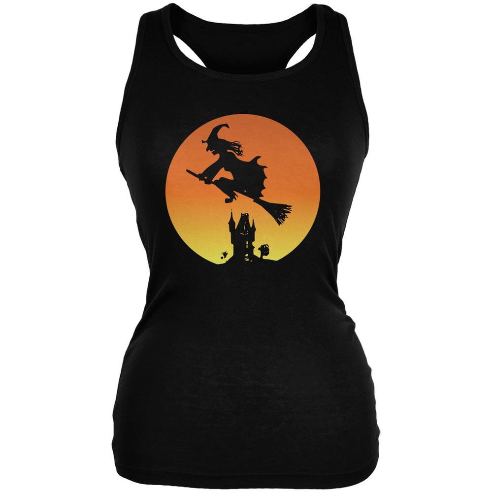 Halloween Witch Sunset Black Juniors Soft Tank Top Juniors Tank Tops Old Glory 2XL Black 