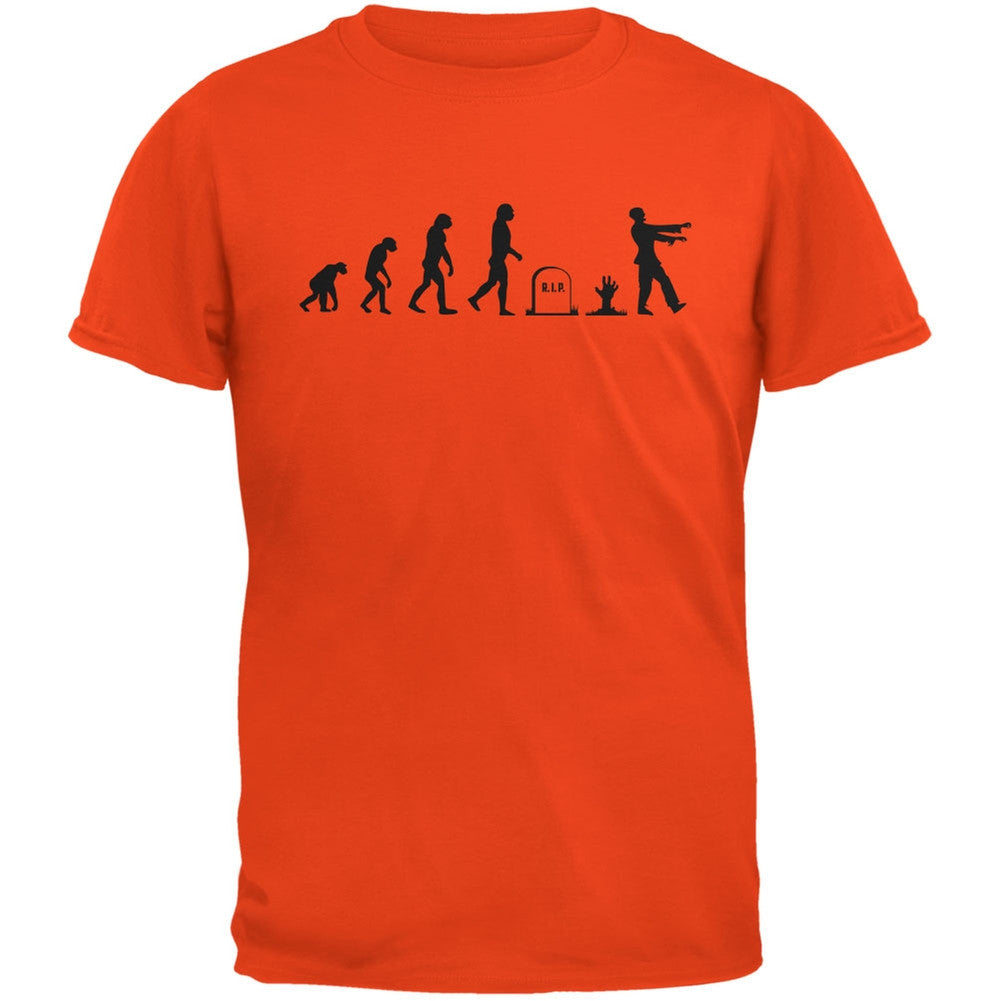 Halloween Zombie Evolution Orange Adult T-Shirt Men's T-Shirts Old Glory 2XL Orange 