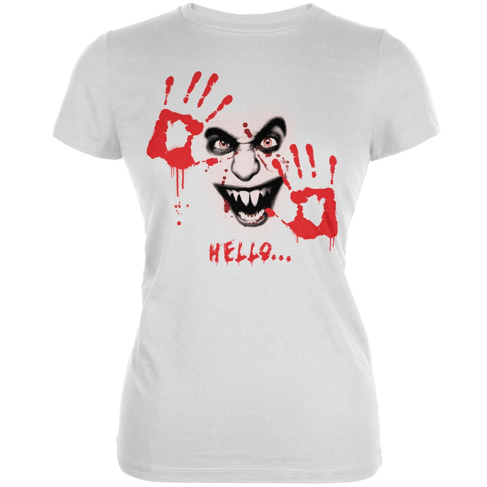 Halloween Hello... White Juniors Soft T-Shirt Juniors T-Shirts Old Glory 2XL White 