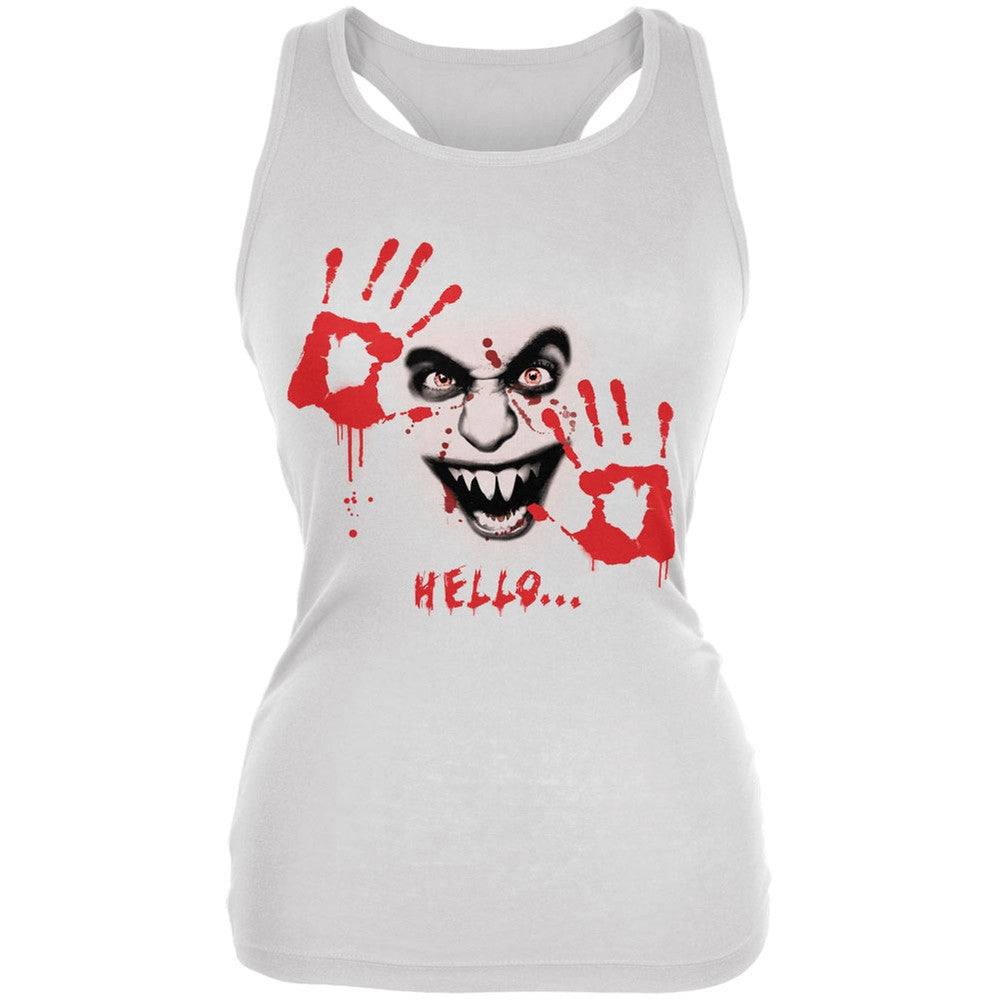 Halloween Hello... White Juniors Soft Tank Top Juniors Tank Tops Old Glory 2XL White 