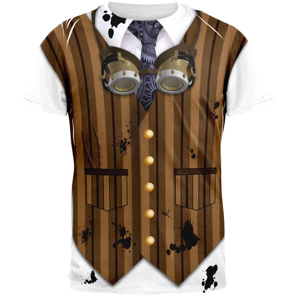 Halloween Steam Punk Engineer Costume All Over Adult T-Shirt Men's T-Shirts Old Glory 2XL Multi 