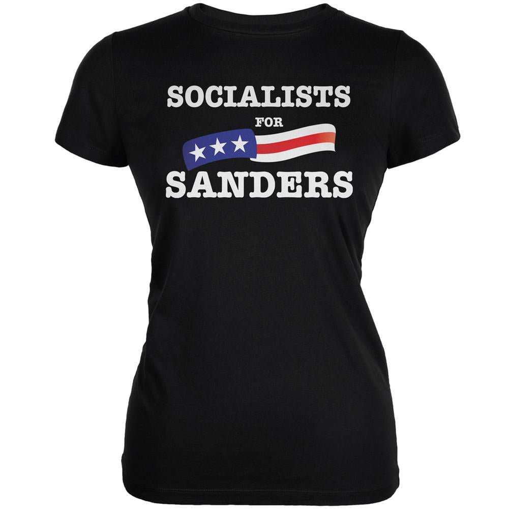 Election 2016 Socialists For Sanders Black Juniors Soft T-Shirt Juniors T-Shirts Old Glory 2XL Black 