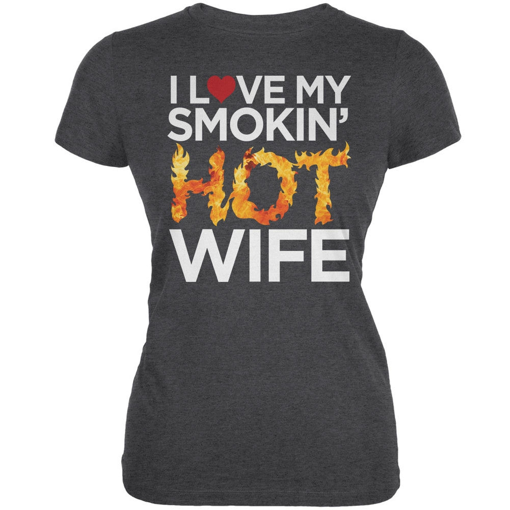 Valentine's Day I Love My Smokin Hot Wife LGBT Black Juniors Soft T-Shirt Juniors T-Shirts Old Glory   