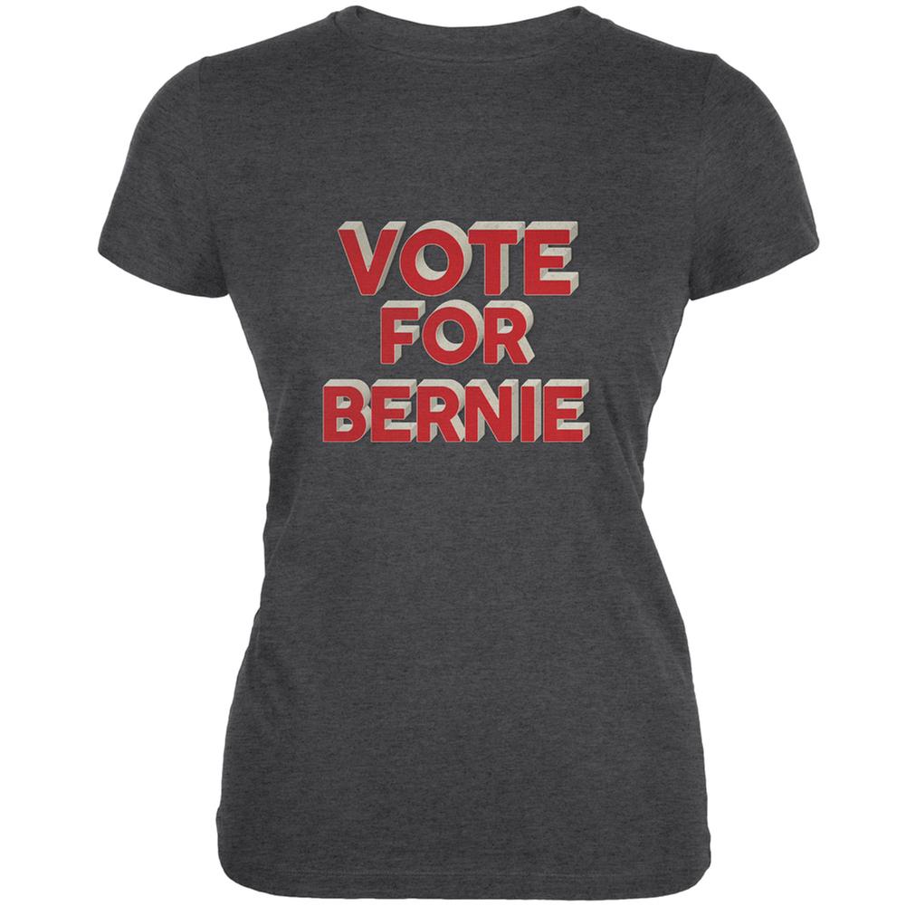 Election 2020 Vote For Bernie 3D Dark Heather Juniors Soft T-Shirt Juniors T-Shirts Old Glory MD Grey 