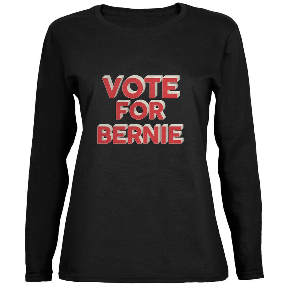 Election 2020 Vote For Bernie 3D Black Womens Long Sleeve T-Shirt Women's Long Sleeves Old Glory XL Black 