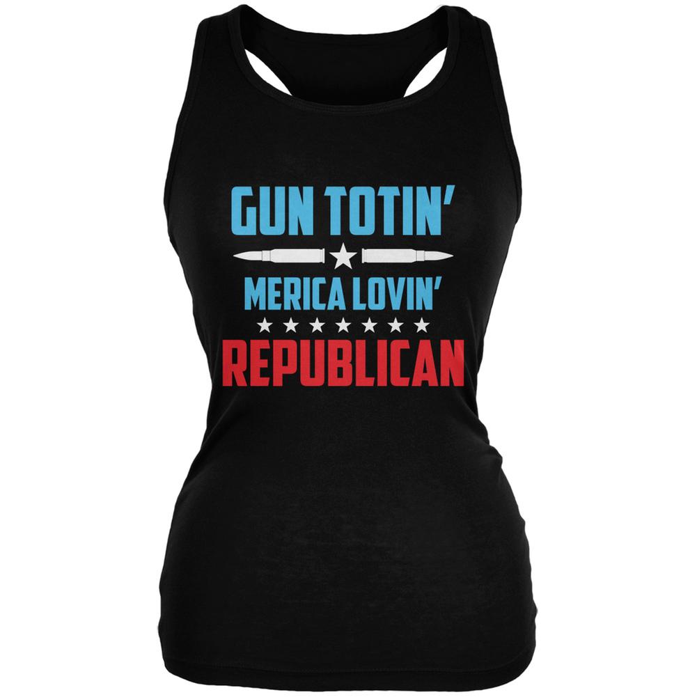 Gun Totin' Merica Lovin' Republican Black Juniors Soft Tank Top Juniors Tank Tops Old Glory 2XL Black 