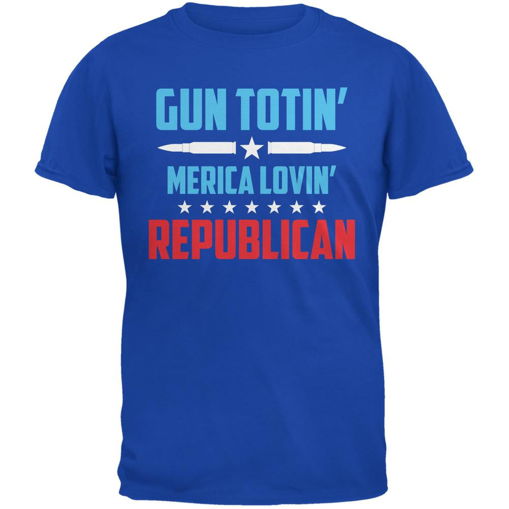 Gun Totin' Merica Lovin' Republican Royal Adult T-Shirt Men's T-Shirts Old Glory 2XL Blue 