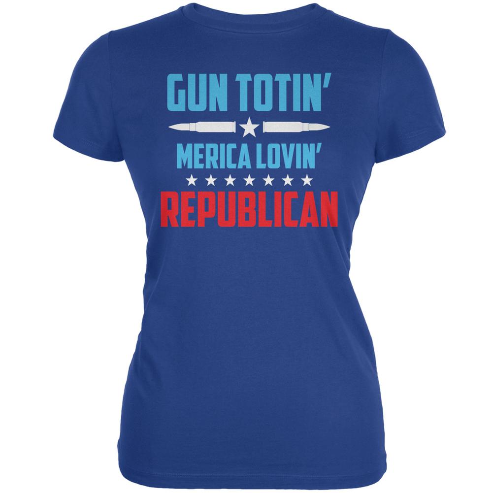 Gun Totin' Merica Lovin' Republican Royal Juniors Soft T-Shirt Juniors T-Shirts Old Glory 2XL Blue 