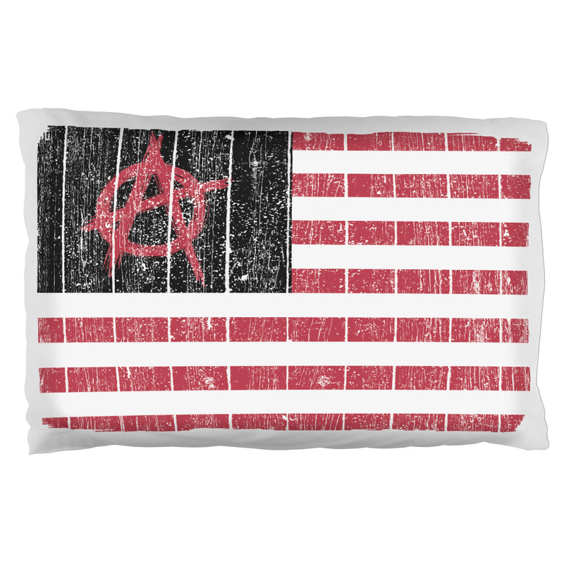 American Anarchy Flag Distressed Pillow Case Pillowcases global OS  