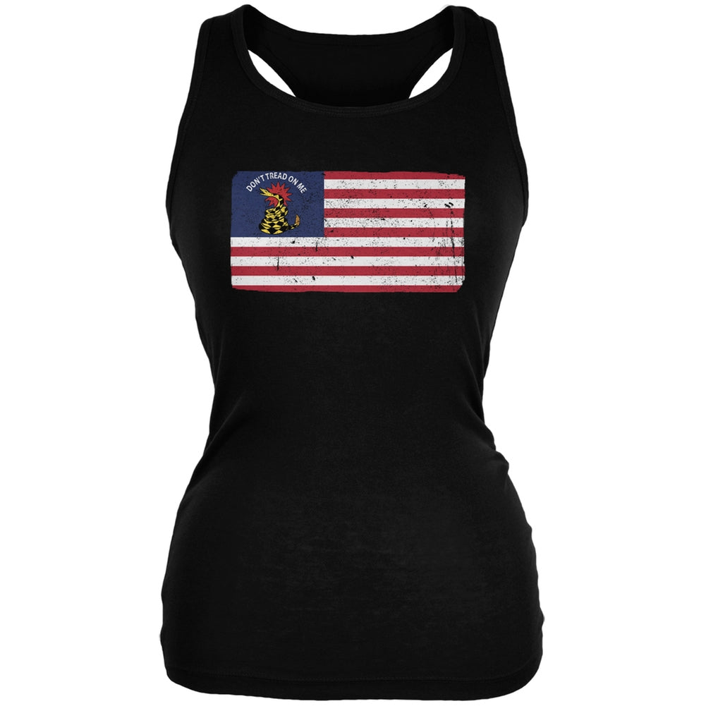 American Gadsden Flag Distressed Black Juniors Soft Tank Top Juniors Tank Tops Old Glory 2XL Black 