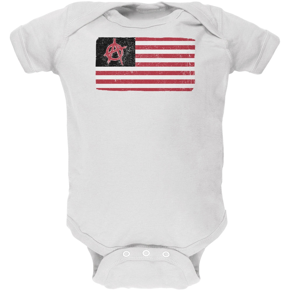 American Anarchy Flag Distressed White Soft Baby One Piece Baby One Piece Old Glory 0-3M White 