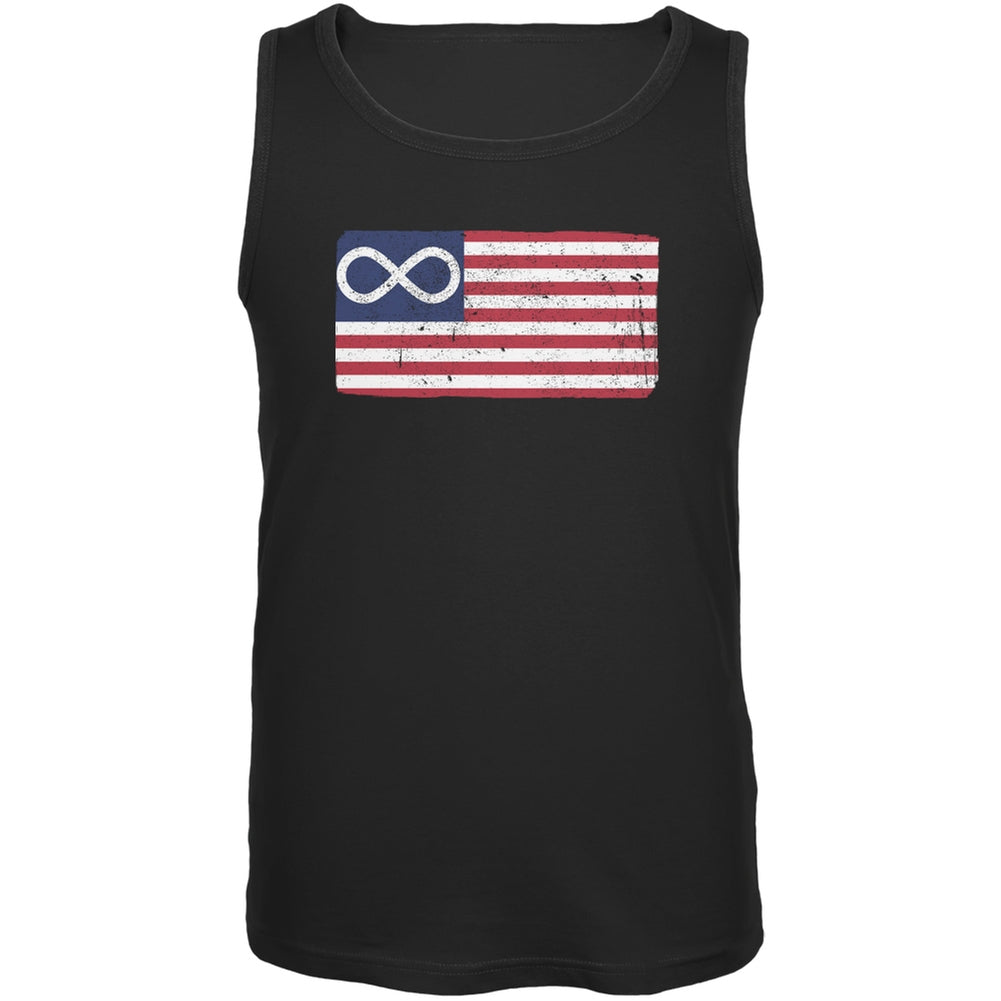 American Metis Flag Distressed Black Adult Tank Top Men's Tank Tops Old Glory 2XL Black 