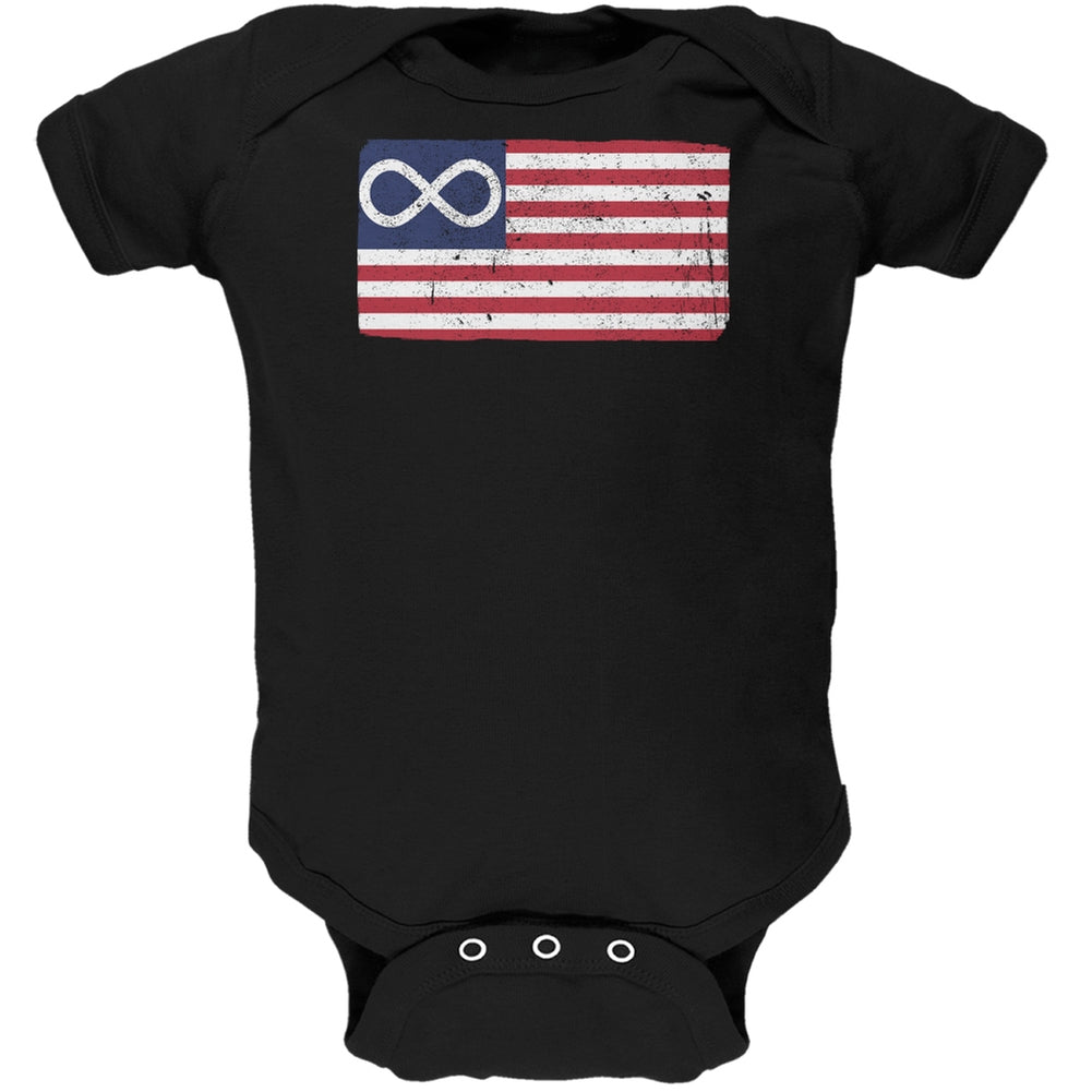 American Metis Flag Distressed Black Soft Baby One Piece Baby One Piece Old Glory 0-3M Black 