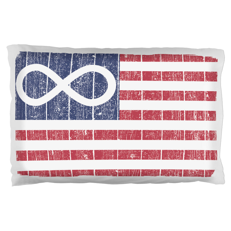 American Metis Flag Distressed Pillow Case Pillowcases global OS White 