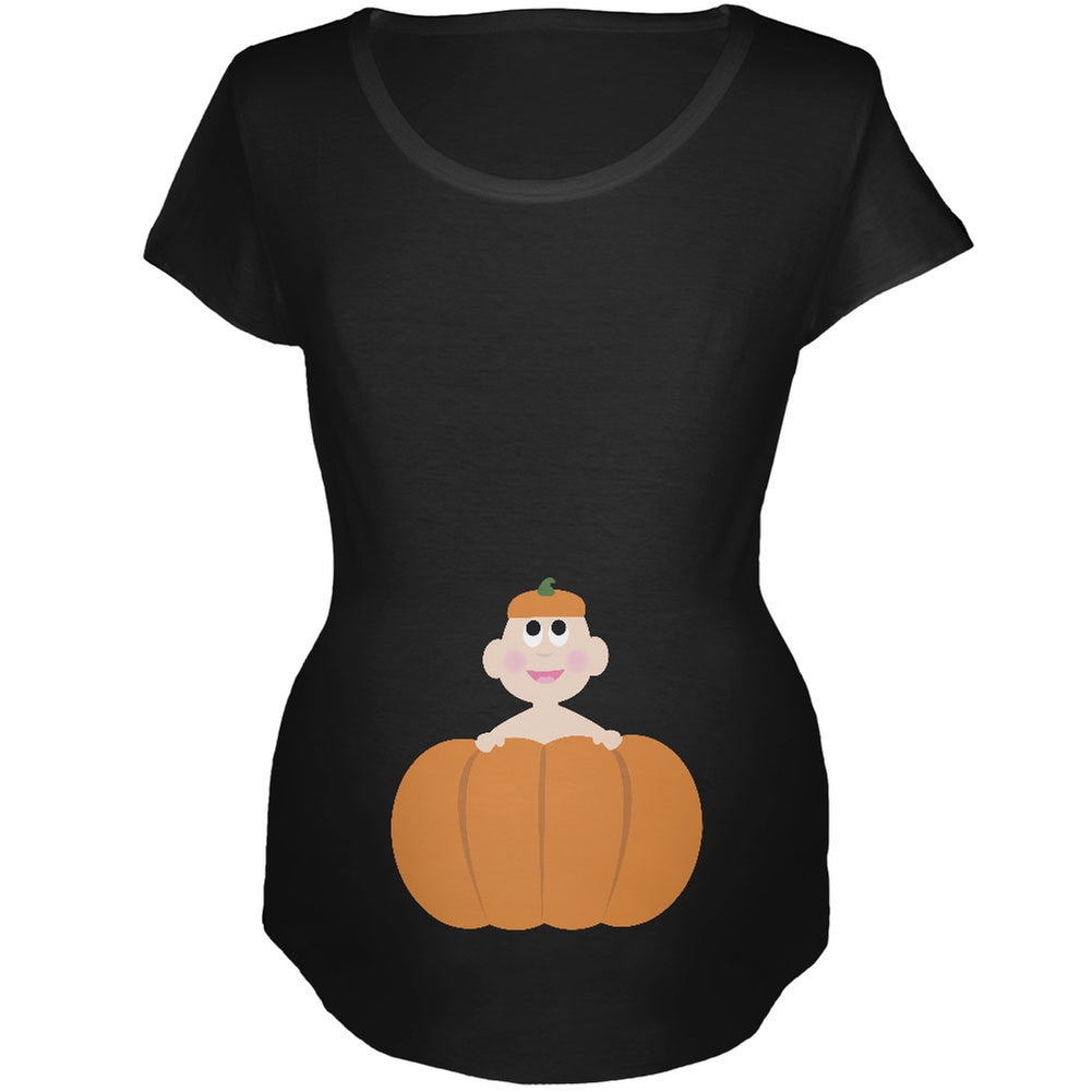 Halloween Pumpkin Baby Black Maternity Soft T-Shirt Maternity T-Shirts Old Glory 2XL Black 