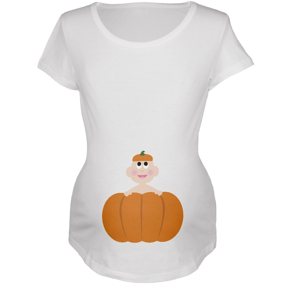 Halloween Pumpkin Baby White Maternity Soft T-Shirt Maternity T-Shirts Old Glory 2XL White 