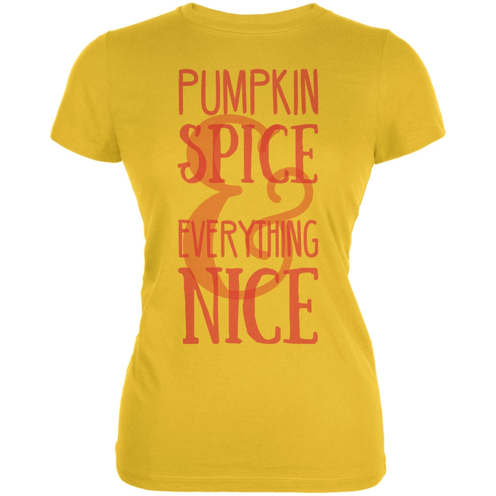 Autumn Pumpkin Spice & Everything Nice Bright Yellow Juniors Soft T-Shirt Juniors T-Shirts Old Glory 2XL Yellow 