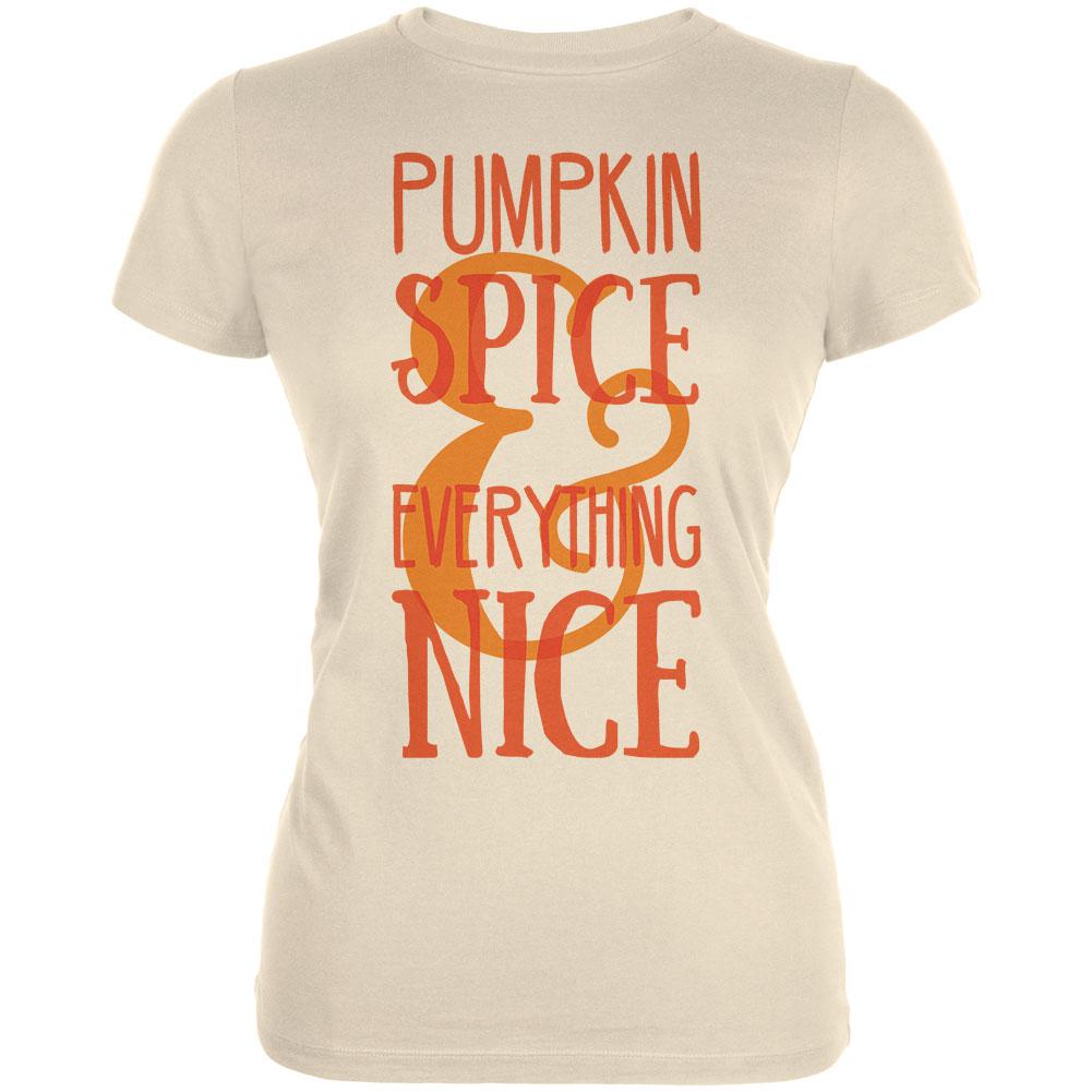 Autumn Pumpkin Spice & Everything Nice Cream Juniors Soft T-Shirt Juniors T-Shirts Old Glory 2XL Off-White 