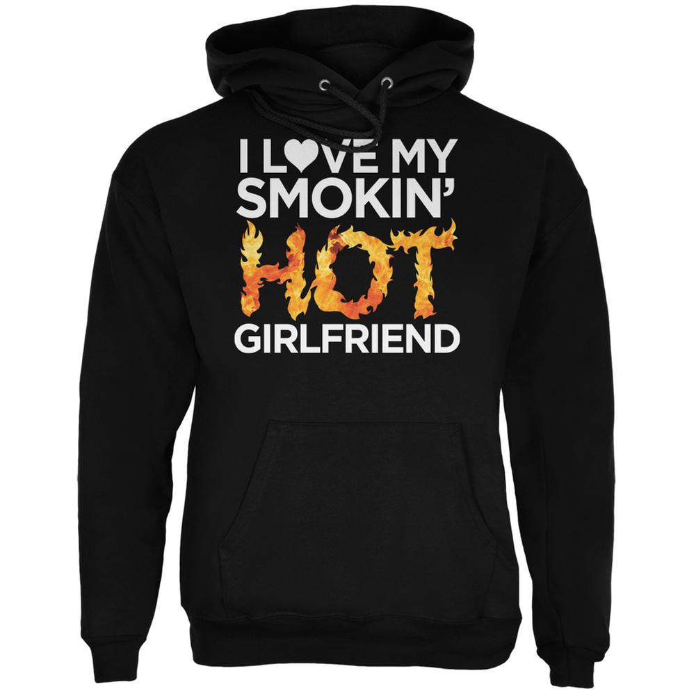 Valentine's Day I Love My Smokin Hot Girlfriend LGBT Black Adult Hoodie Men's Hoodies Old Glory 2XL Black 