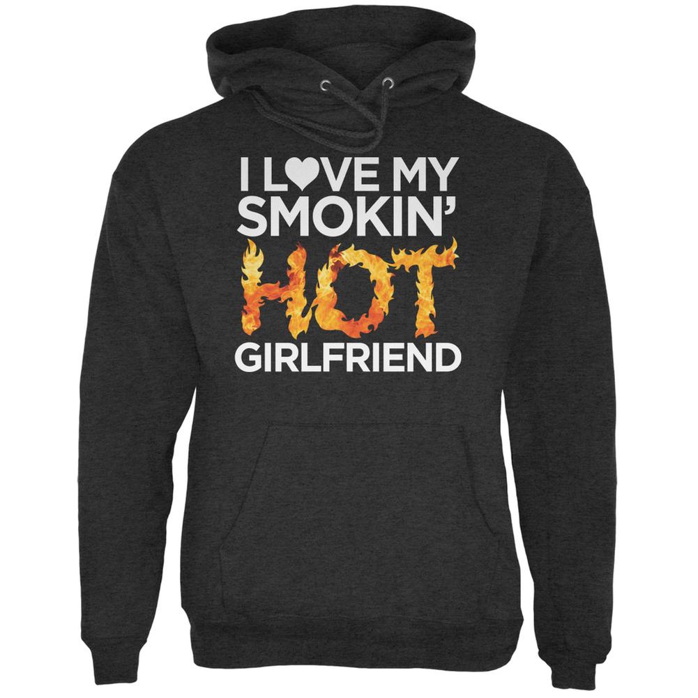 Valentine's Day I Love My Smokin Hot Girlfriend LGBT Charcoal Heather Adult Hoodie Men's Hoodies Old Glory 2XL Grey 