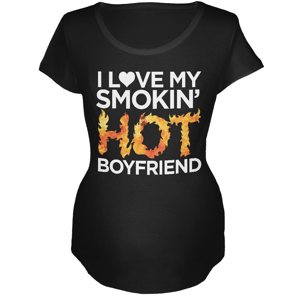 Valentine's Day Smokin Hot Boyfriend Black Maternity Soft T-Shirt Maternity T-Shirts Old Glory 2XL Black 