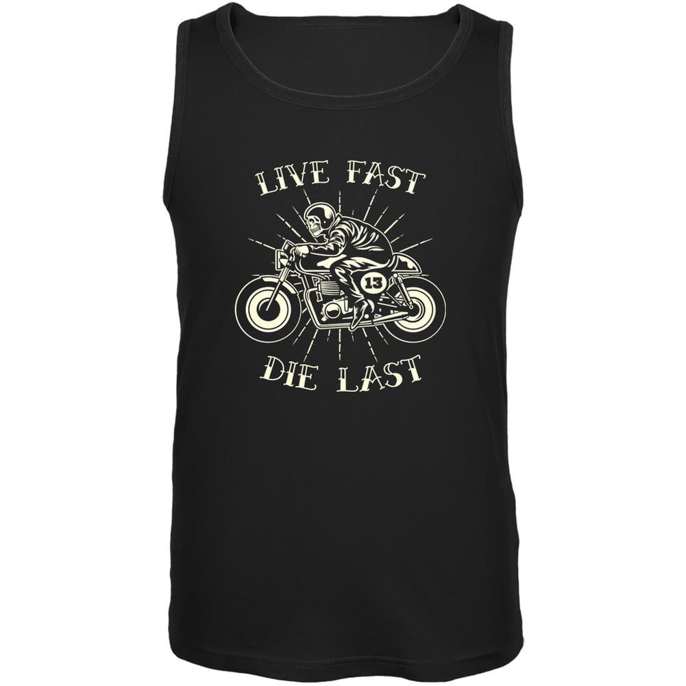 Motorcycle Live Fast Die Last Black Adult Tank Top Men's Tank Tops Old Glory 2XL Black 