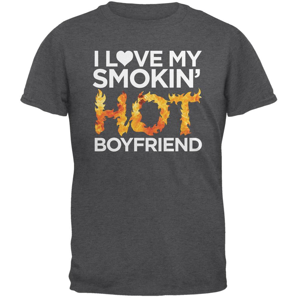 Valentine's Day Smokin Hot Boyfriend Dark Heather Adult T-Shirt Men's T-Shirts Old Glory 2XL Grey 