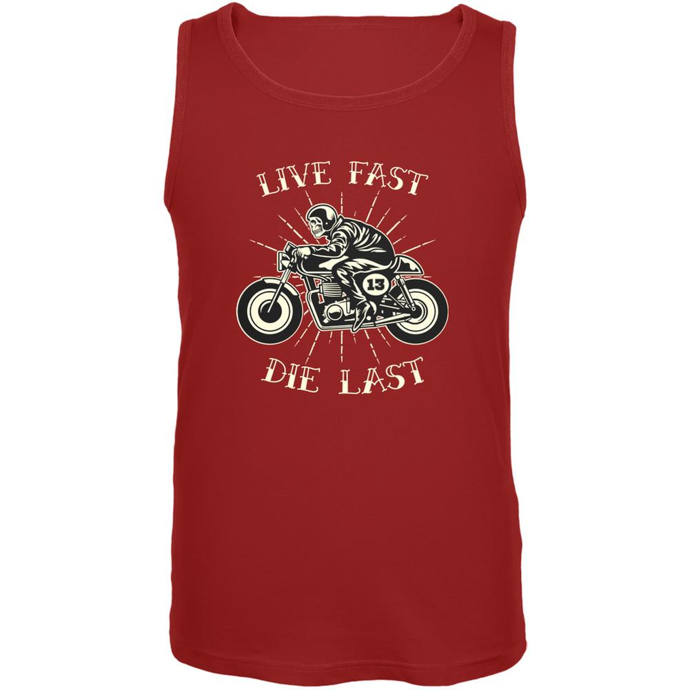 Motorcycle Live Fast Die Last Red Adult Tank Top Men's Tank Tops Old Glory 2XL Red 