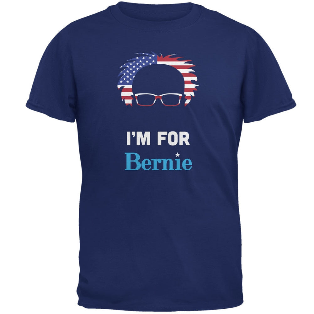 Election 2016 Bernie Sanders Hair Minimalist Flag Metro Blue Adult T-Shirt Men's T-Shirts Old Glory 2XL Blue 