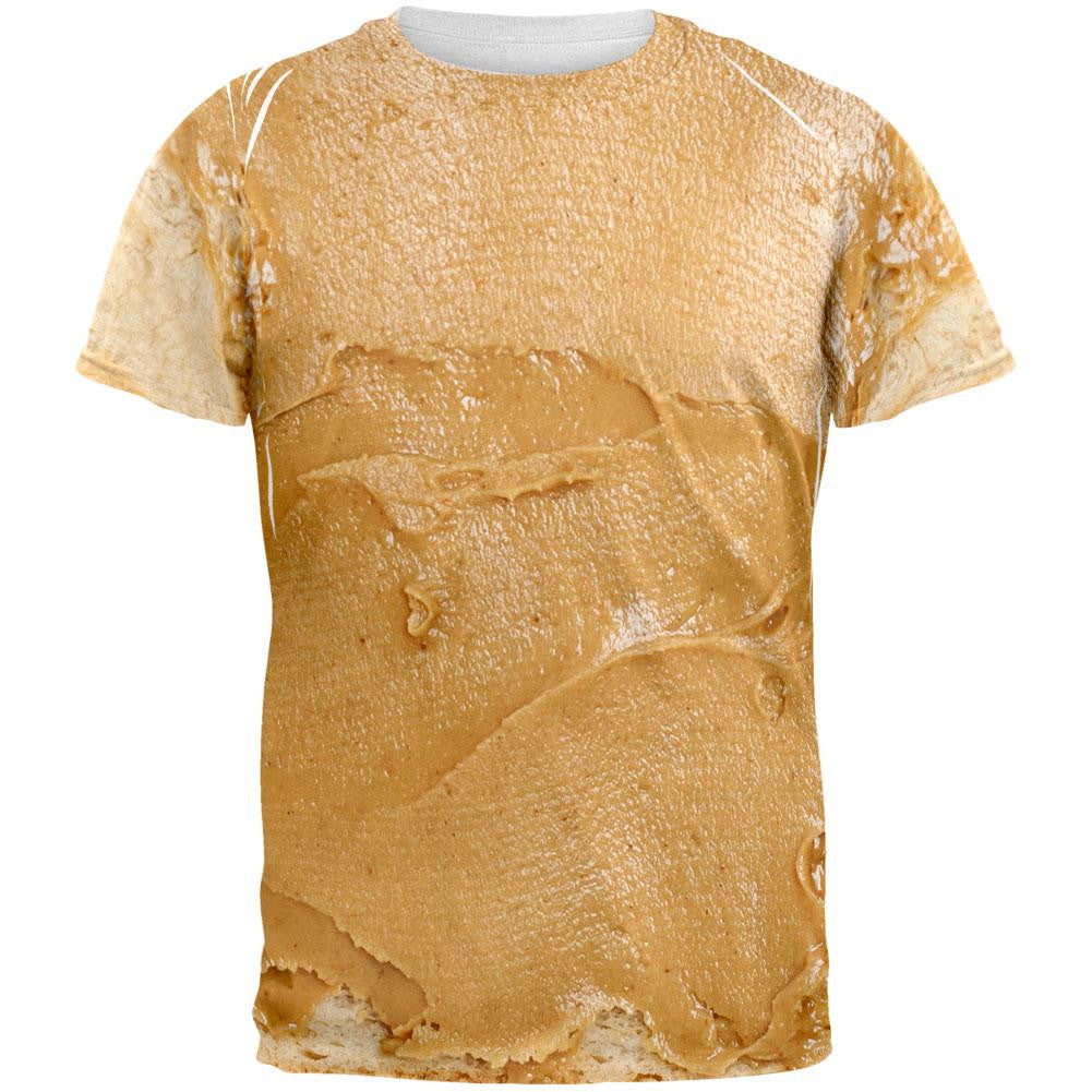 Halloween Peanut Butter PB Sandwich Costume All Over Adult T-Shirt Men's T-Shirts Old Glory 2XL White 