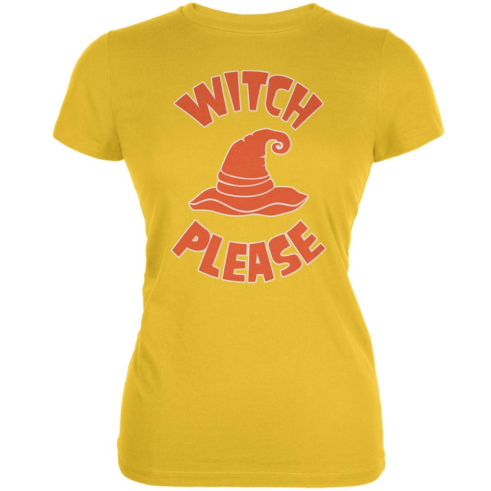 Halloween Witch Please Bright Yellow Juniors Soft T-Shirt Juniors T-Shirts Old Glory 2XL Yellow 