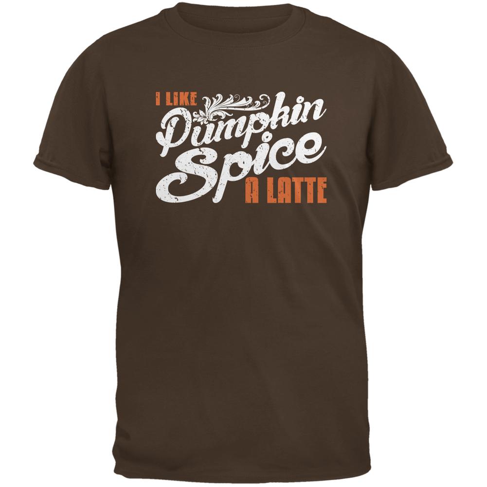 I Like Pumpkin Spice A Latte Brown Adult T-Shirt Men's T-Shirts Old Glory 2XL Brown 