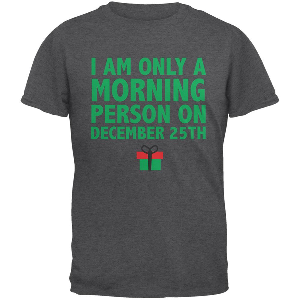 Christmas Morning Person Dark Heather Adult T-Shirt Men's T-Shirts Old Glory 2XL Grey 