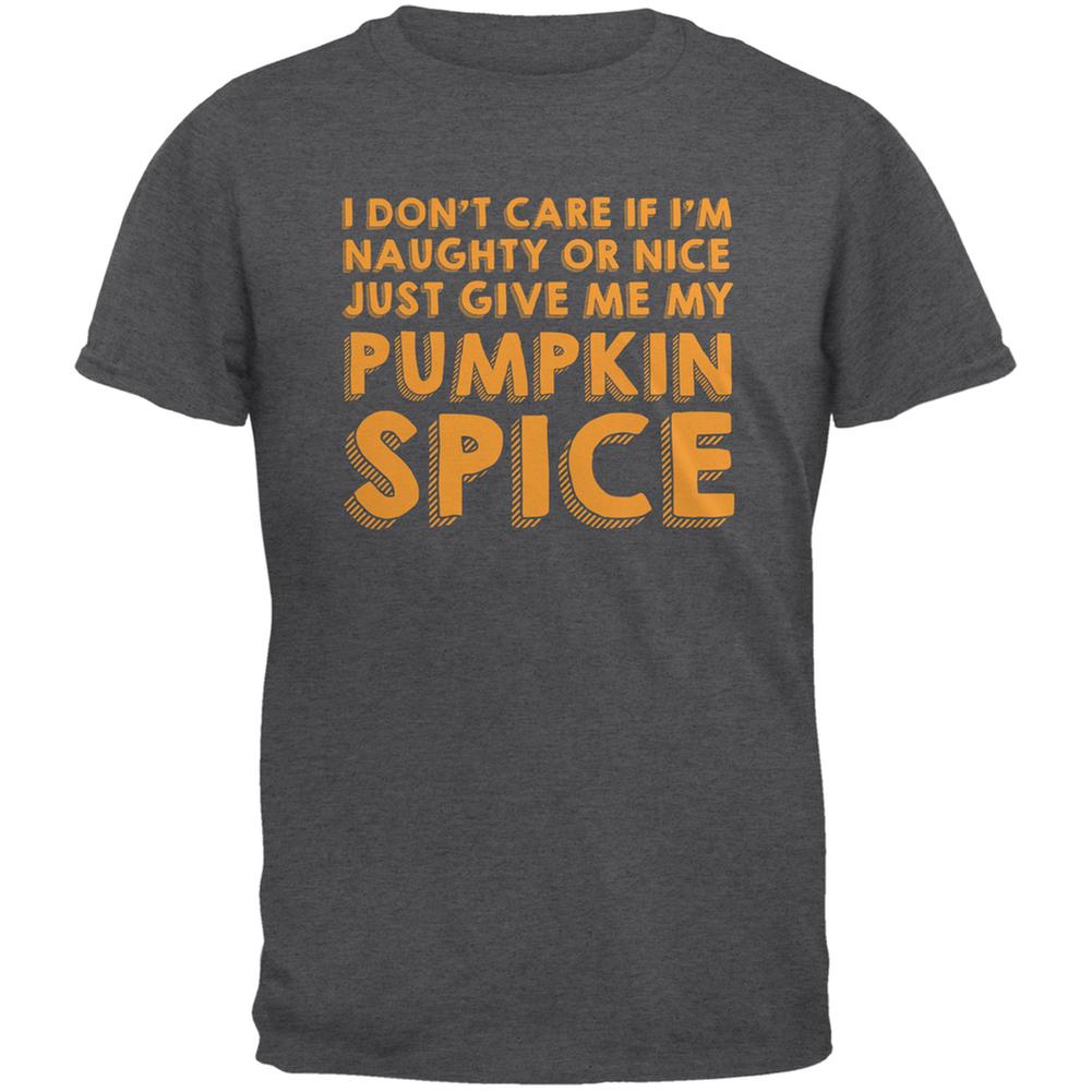 Naughty Or Nice Pumpkin Spice Dark Heather Adult T-Shirt Men's T-Shirts Old Glory 2XL Grey 