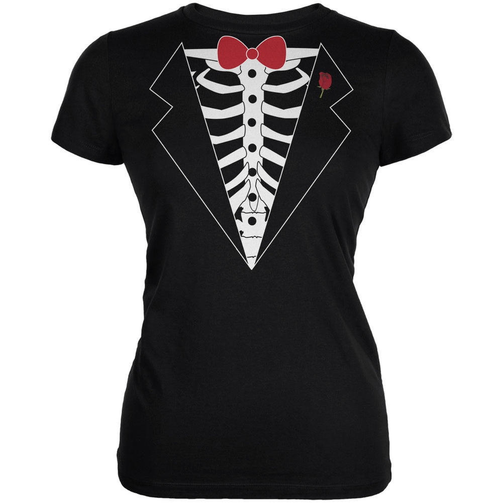 Tuxedo Skeleton Costume Black Juniors Soft T-Shirt Juniors T-Shirts Old Glory 2XL Black 