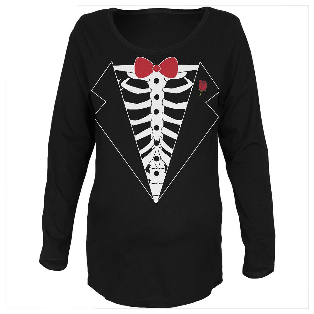 Tuxedo Skeleton Costume Black Maternity Soft Long Sleeve T-Shirt Maternity Long Sleeve T-Shirts Old Glory 2XL Black 