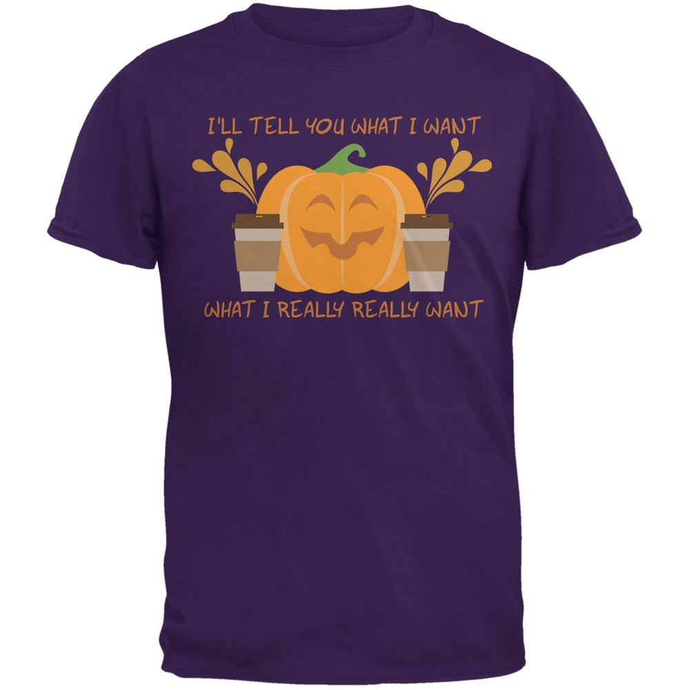 What I Really Want Is Pumpkin Spice Purple Adult T-Shirt Men's T-Shirts Old Glory 2XL Purple 