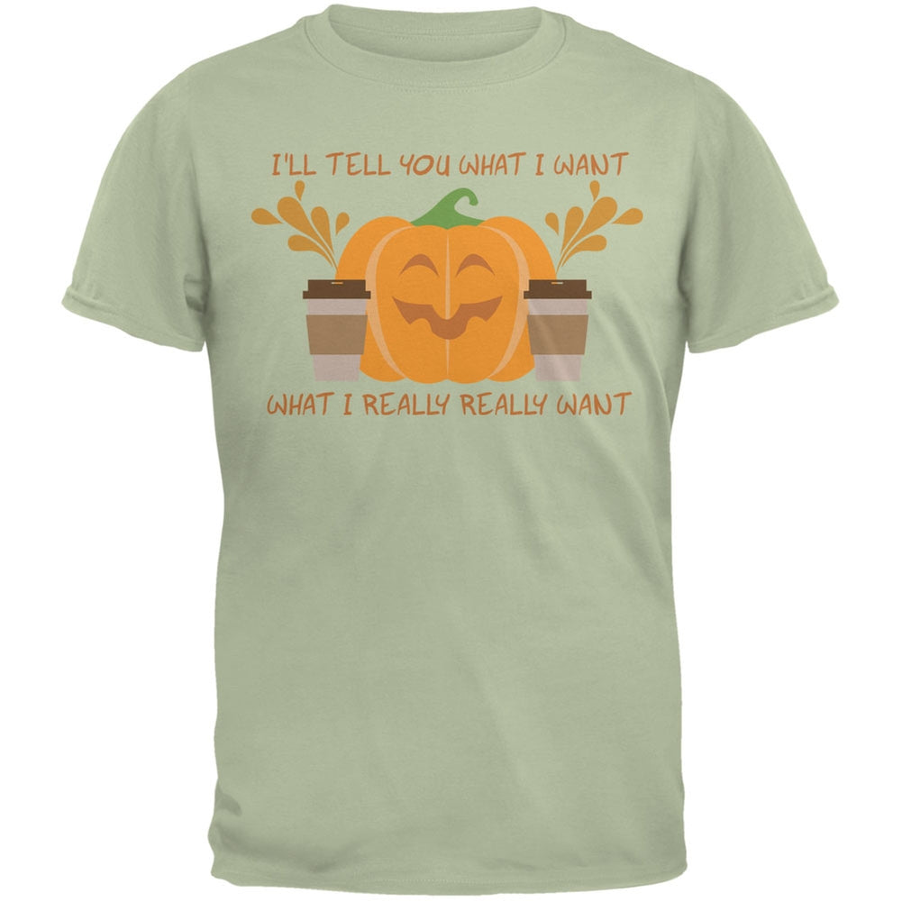 What I Really Want Is Pumpkin Spice Serene Green Adult T-Shirt Men's T-Shirts Old Glory MD Green 