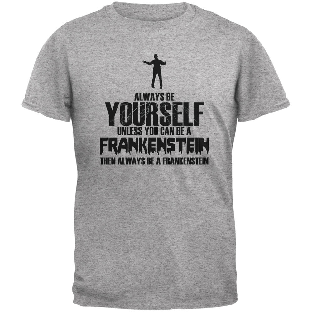 Halloween Always Be Yourself Frankenstein Heather Grey Youth T-Shirt Youth T-Shirts Old Glory LG Grey 