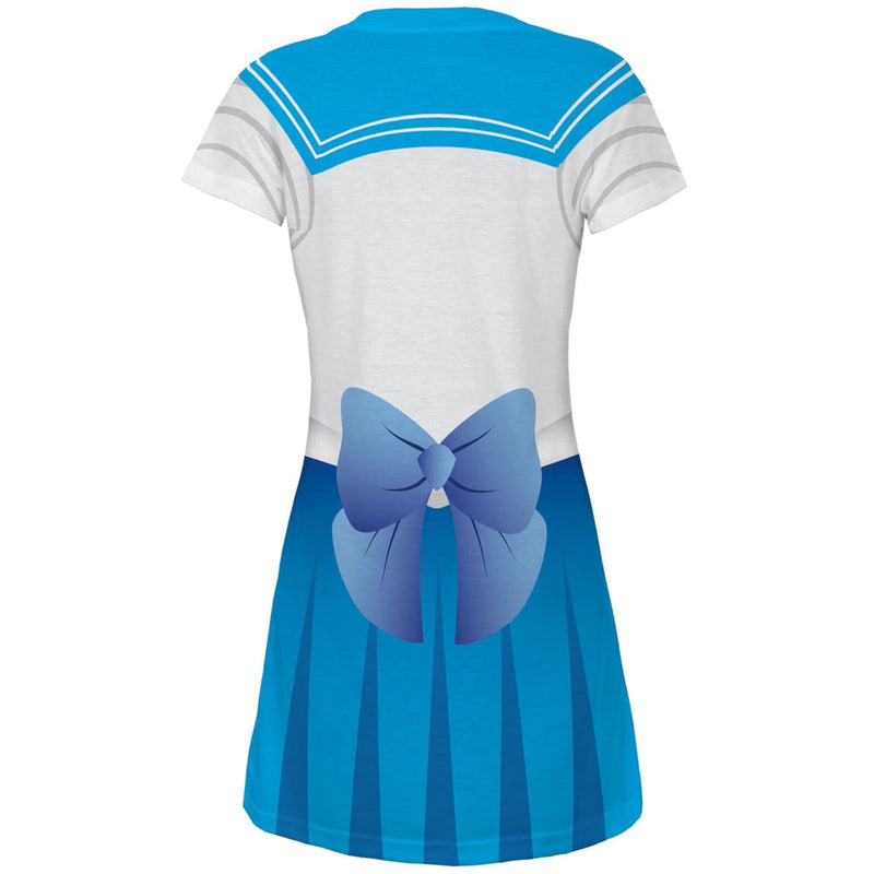 Anime Mercury Sailor Costume Juniors V-Neck Beach Cover-Up Dress Juniors Dresses Old Glory   