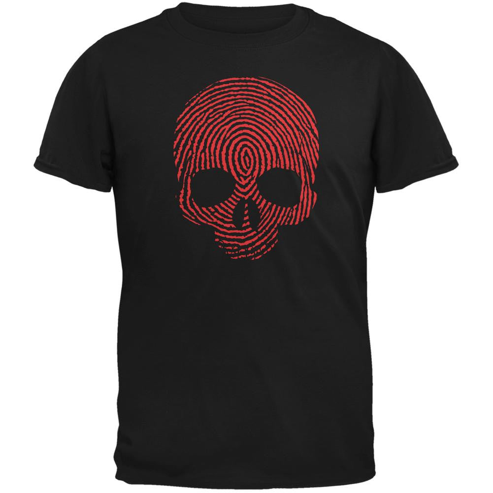 Fingerprint Skull Black Adult T-Shirt Men's T-Shirts Old Glory 2XL Black 