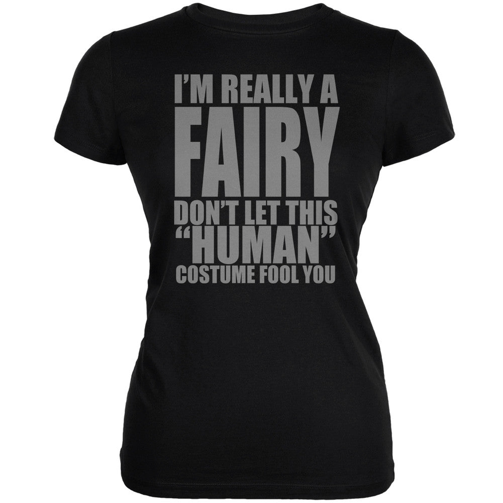 Halloween Human Fairy Costume Black Juniors Soft T-Shirt Juniors T-Shirts Old Glory 2XL Black 