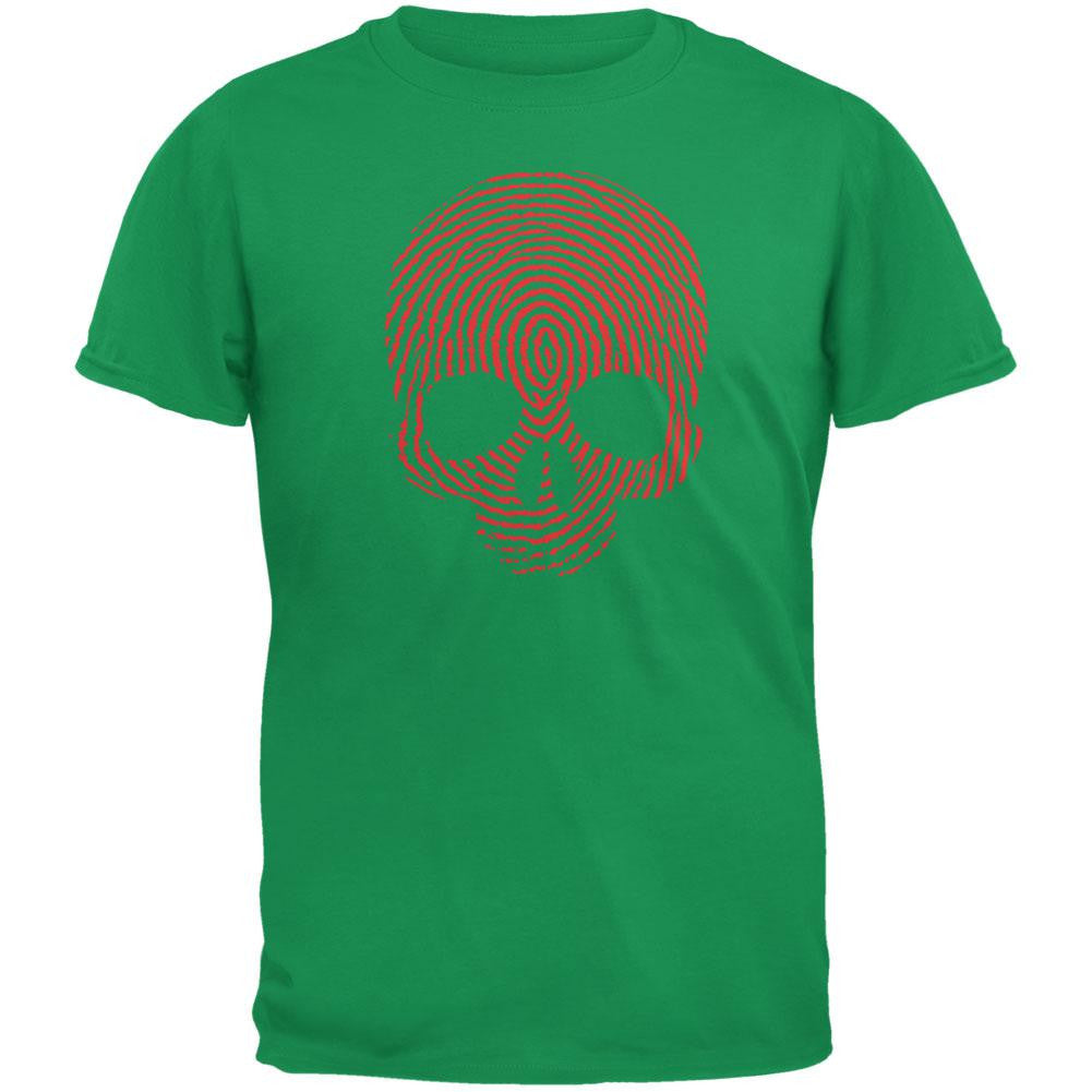 Fingerprint Skull Irish Green Adult T-Shirt Men's T-Shirts Old Glory 2XL Green 