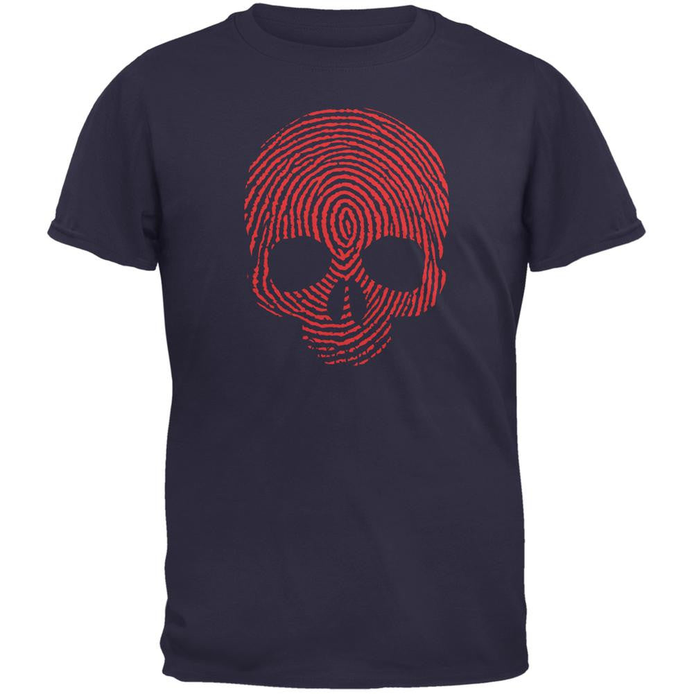 Fingerprint Skull Navy Adult T-Shirt Men's T-Shirts Old Glory 2XL Blue 