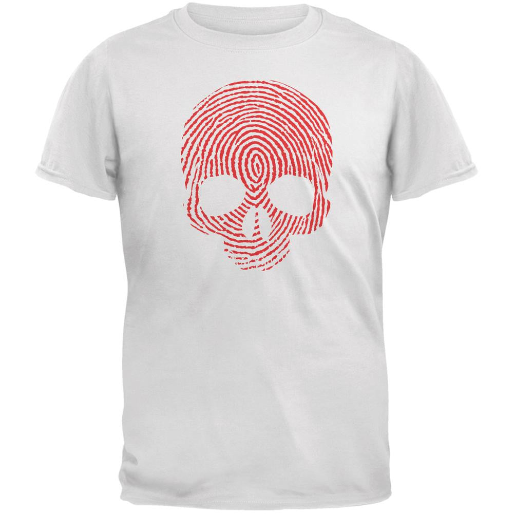 Fingerprint Skull White Adult T-Shirt Men's T-Shirts Old Glory 2XL White 